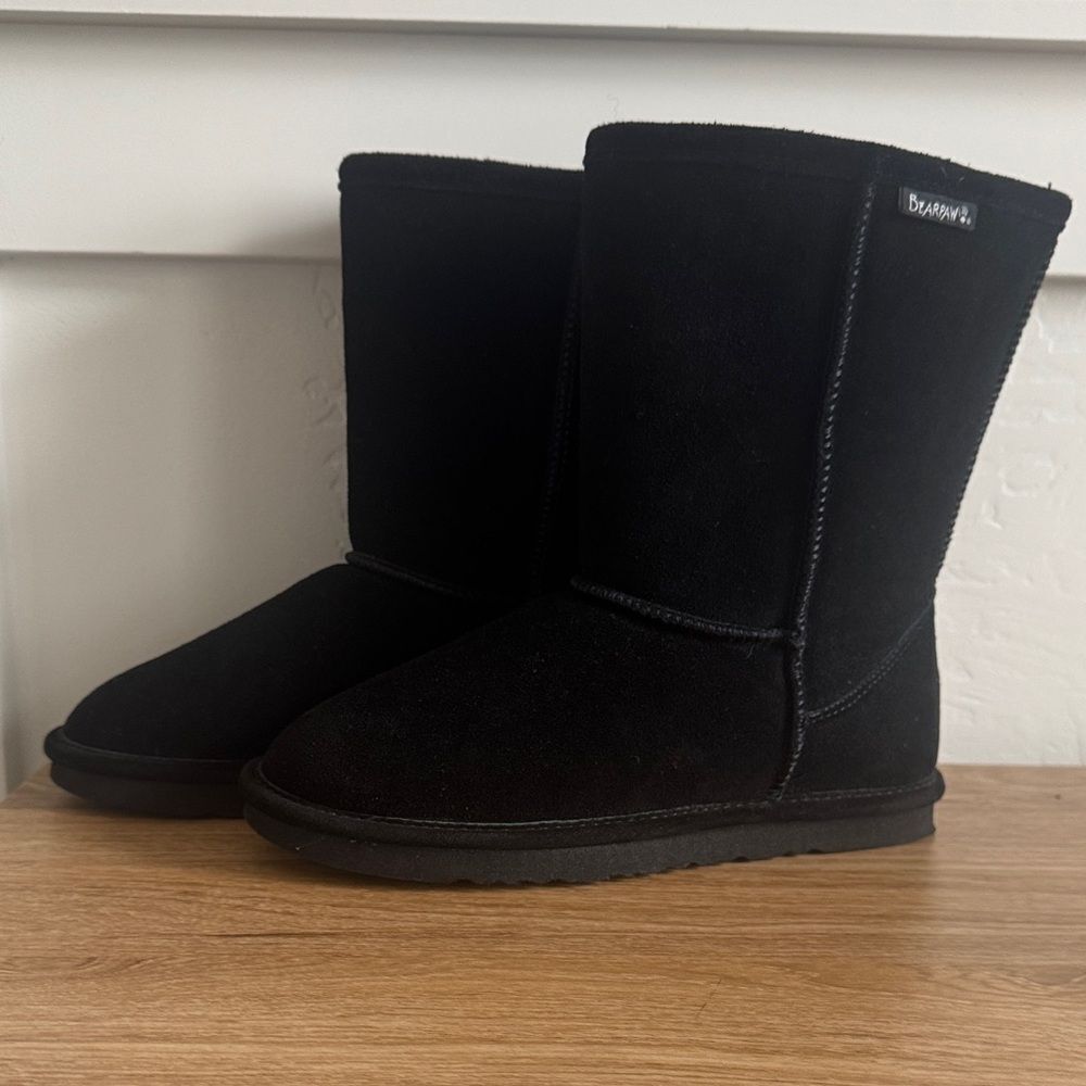 BearPaw Unisex Black Suede Winter Cozy Boots  Casual Warm Comfortable Size 6/7